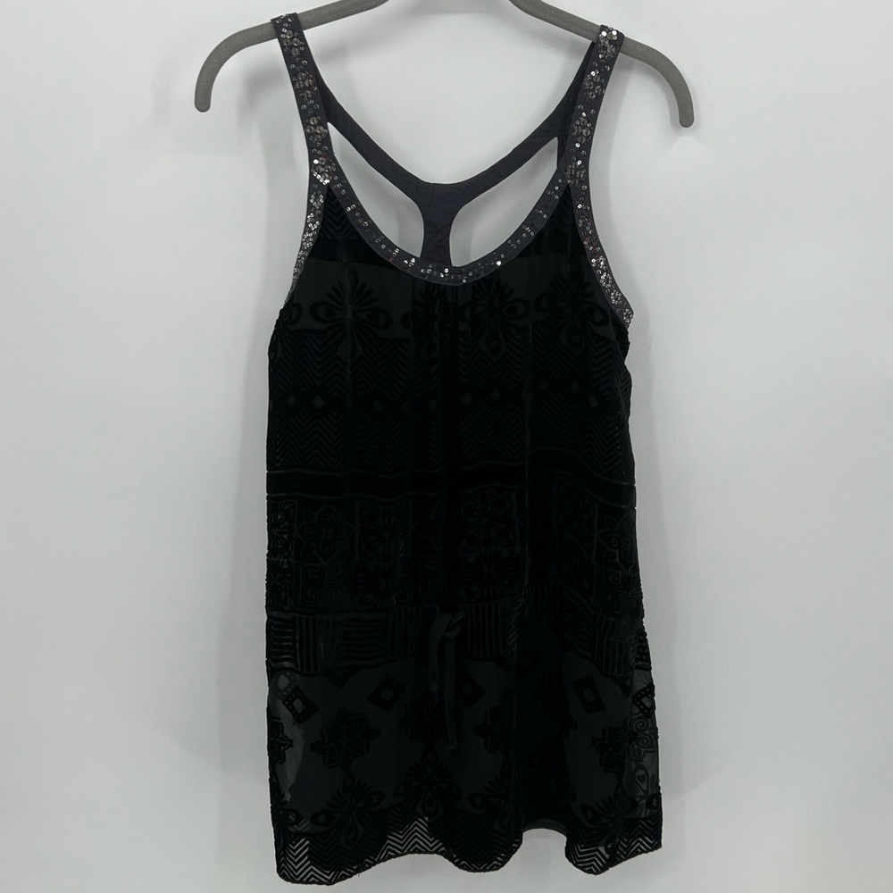 Vintage Free People black velvet burnout dress.